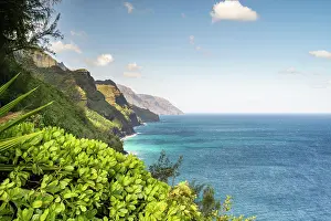 Hawaii: Blick vom Kalalau Trail auf die N? Pali Coast, Napali