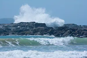 Creating: Blowhole - massive waves rushing up against cliffs