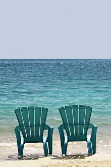 Chairs: Blue Beach Chairs, Cat Island in Bahamas