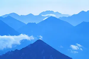 Reutte: Blue hour with Lechtaler Alps and small clouds