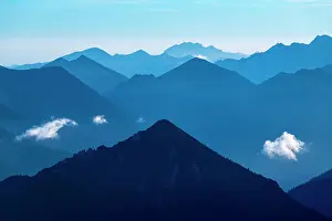 Reutte: Blue hour with Lechtaler Alps and small clouds