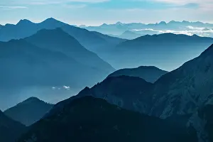 Reutte: Blue hour with Lechtaler Alps and small clouds