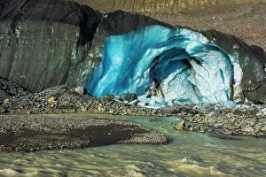 Icefields: Blue ice and meltwater at the toe of the Athabasca
