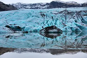 Wasteland: Blue ice of the Solheimajokull Glacier, part of