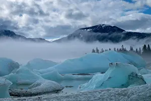 Change: These blue icebergs are grounded in Shakes Lake