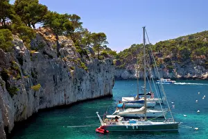 Moored: Boats moored in the Calanques near Cassis