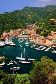 Moored: Boats moored in the tiny harbor town of