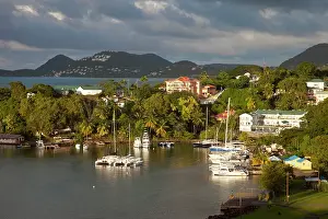 Lucia: Boats in the tiny harbor of Castries on