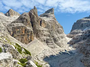 Sella: Bocca del Tuckett and Cima Sella. The Brenta Dolomites