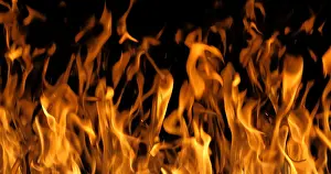 Fire: Bonefire, Fire flames in campfire, campsite at M