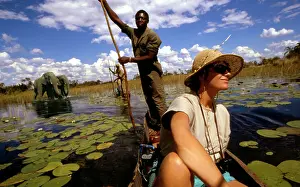 Canoes: Botswana - Tourist rides in a traditional canoe - Makoro'