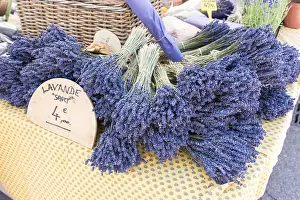 Bouquets: Bouquets of Sault lavender on a market, summer