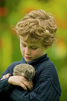 Orphaned: Boy - age 6 - holding orphaned hedgehog