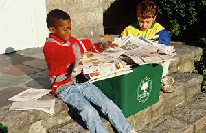 Recycling: Two boys recycling