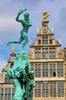Antwerp: The Brabo Fountain in the Grote Markt in Antwerp, Belgium