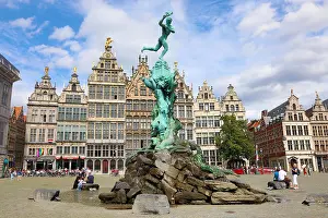 Antwerp: The Brabo Fountain in the Grote Markt in Antwerp, Belgium