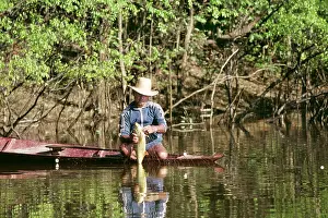 Canoes: BRAZIL - Amazon, Gill Net Fishing