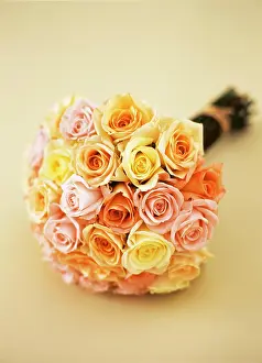 Marriages: Bridal bouquet, rose bouquet, pastel coloured (C)