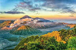Java: Bromo-National Park, Java, Indonesia. Wide angle landscape