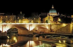 Ponte: Bruecke Viktor Emanuel II mit Peterskirche, Italien
