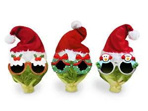 070219: Brussel Sprouts wearing Christmas hats and glasses