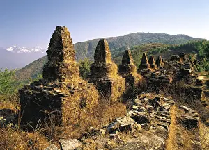Isolation: Buddhist chortens at an ancient cemetery near Gul