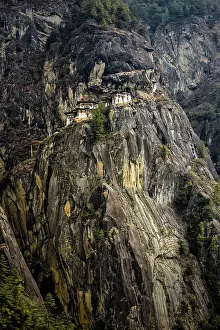 Isolation: Buddhist tiger nest monastery Taktshang on steep