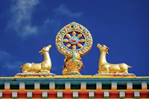 Pradesh: Buddhist Wheel of the Law, Kaza Monastery. Kaza