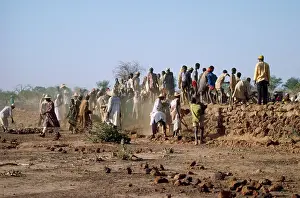 Burkina: Burkina Faso West Africa - building a dam