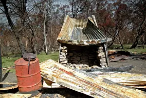 Wildfires: Burnt out Buckwong Hut - Bush fire aftermath