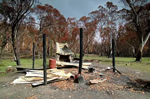 Wildfires: Burnt out Buckwong Hut - bush fire aftermath