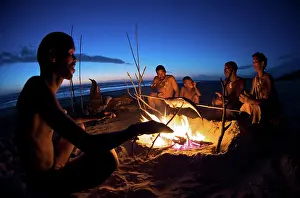 Fires: Bushmen Cooking fish over fire