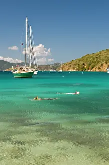 Sailboat: BVI, Norman Island, the Bight. Snorkelers
