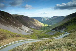 Gwynedd: Bwlch-y-Groes with road through valley