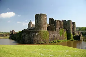 Rubble: Caerphilly, Wales. The well preserved castle