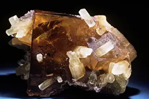 Ores: Calcite on fluorite, from Illinois