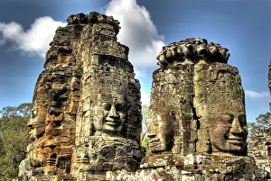 Bayon: Cambodia, Angkor Wat. Close-up of part of