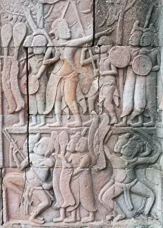 Khmer: Cambodia - Bas-relief in the Bayon, a temple in