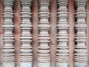 Khmer: Cambodia - blind window with colonettes in the