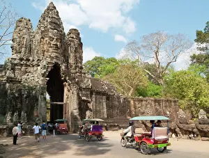 Access: Cambodia - Tuk-tuks at the South Gate of Angkor