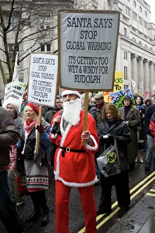 Protest: Campaign against climate change Santa Claus Father