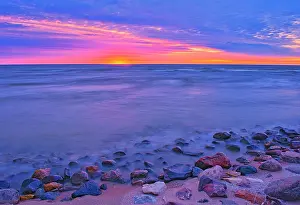 Manitoba: Canada, Manitoba, Winnipeg. Sunrise on Lake Winnipeg