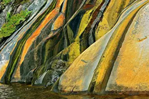 Ontario: Canada, Ontario, Key River. Rock face stained