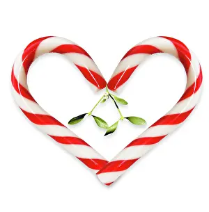 Canes: Candy Cane heart shaped with mistletoe