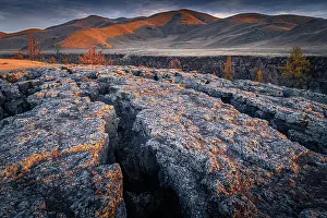 Crack: Canyons of Orkhon valley, sunrise, Uvurkhangai province
