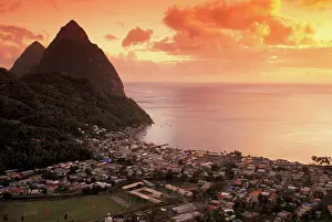 Lucia: Caribbean, St. Lucia, Soufriere. Sunset