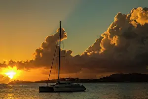 Moored: Caribbean, USA Virgin Islands. Sailboat