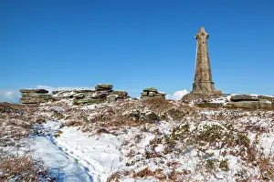Cornish: Carn Brea - Snow - Cornwall - UK