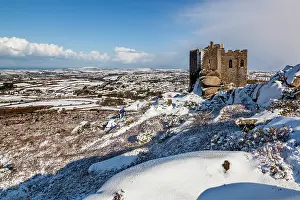 Cornish: Carn Brea - Snow - Cornwall - UK