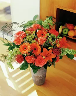 Chrysanthemum: Carnation, Dianthus, Floral arrangment with Gerberas